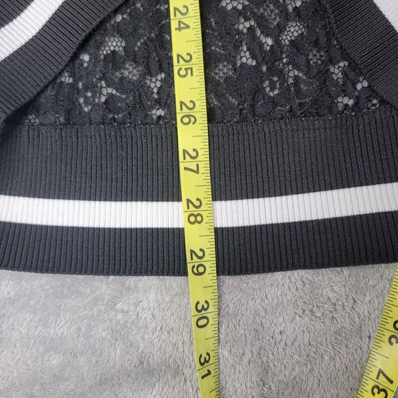 Zara Woman Long Lace Sweatshirt V Neck  Black White Long Sleeve‎ Size XS - Picture 5 of 6
